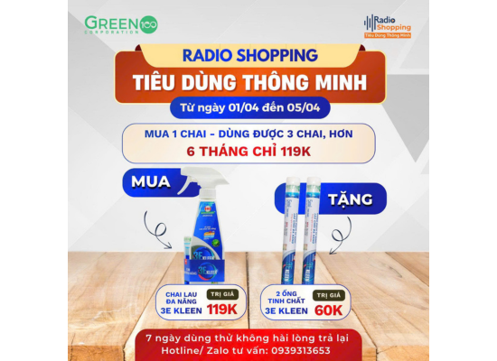 🎁 Chương trình khuyến mãi khi mua chai lau đa năng 3E KLEEN
